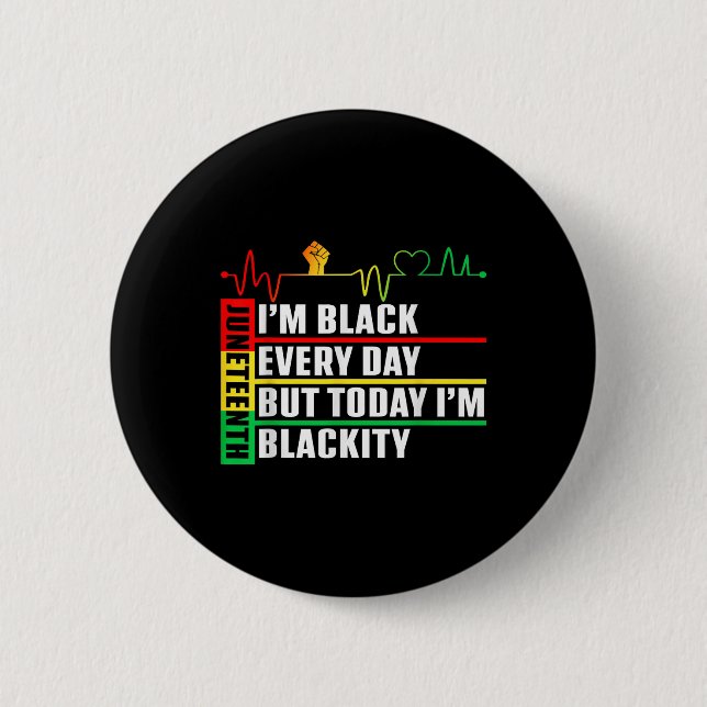 Funny Heartbeat Blackity Black Juneteente Prix Me Button (Vorderseite)