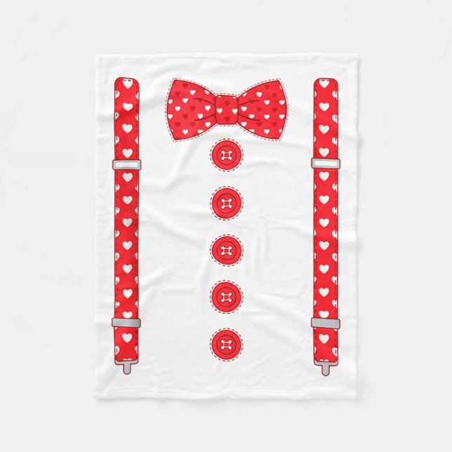 Funny Hearts Bow Tie Suspenders Valentine's Day Co Fleecedecke (Vorderseite)
