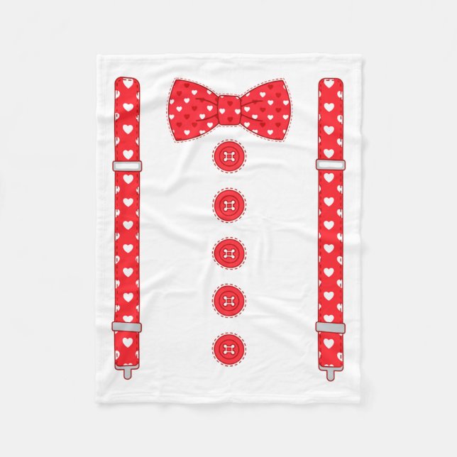 Funny Hearts Bow Tie Suspenders Valentine's Day Co Fleecedecke (Vorderseite)