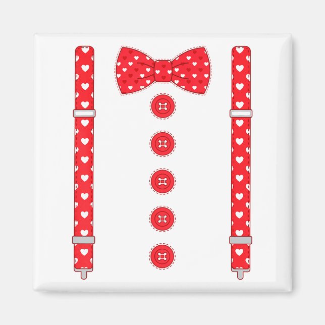 Funny Hearts Bow Tie Suspenders Valentine's Day Co Magnet (Vorne)