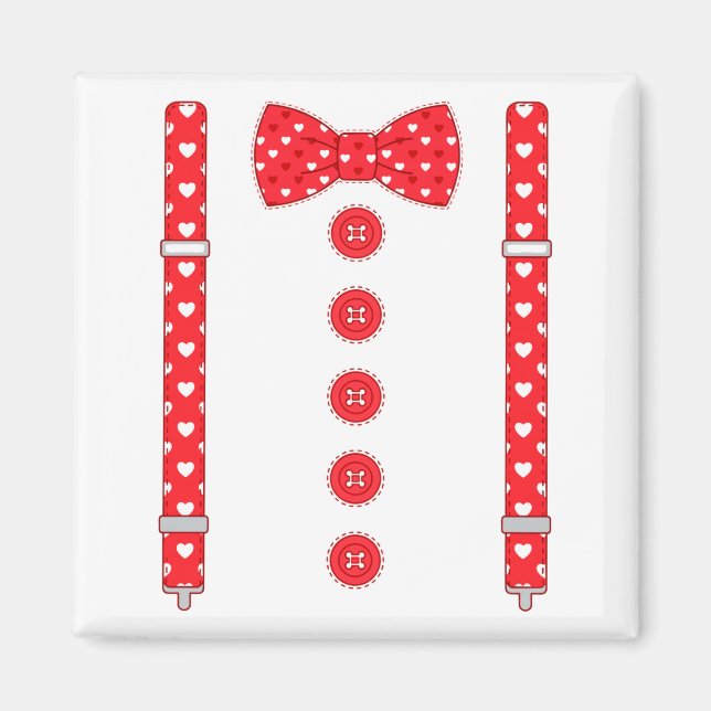 Funny Hearts Bow Tie Suspenders Valentine's Day Co Magnet (Vorne)