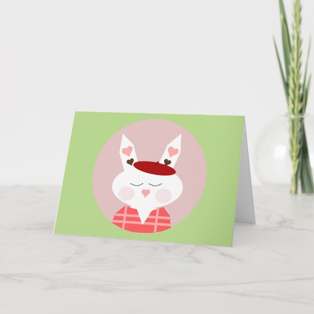 Funny Hearts Bunny Greeting Card Karte (Vorderseite)