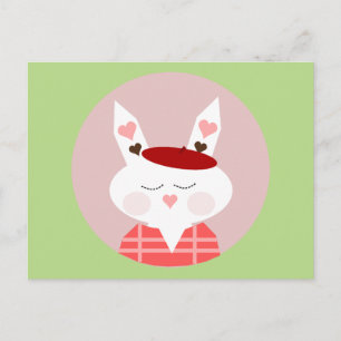 Funny Hearts Bunny Postcard Postkarte