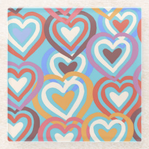 Funny Hearts: Nahtlose Textur Muster. Glasuntersetzer