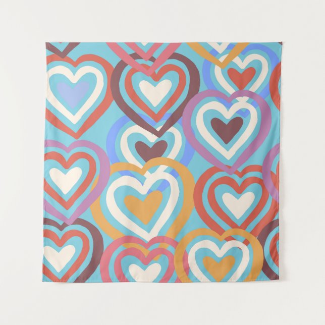 Funny Hearts: Nahtlose Textur Muster. Wandteppich (Vorderseite)