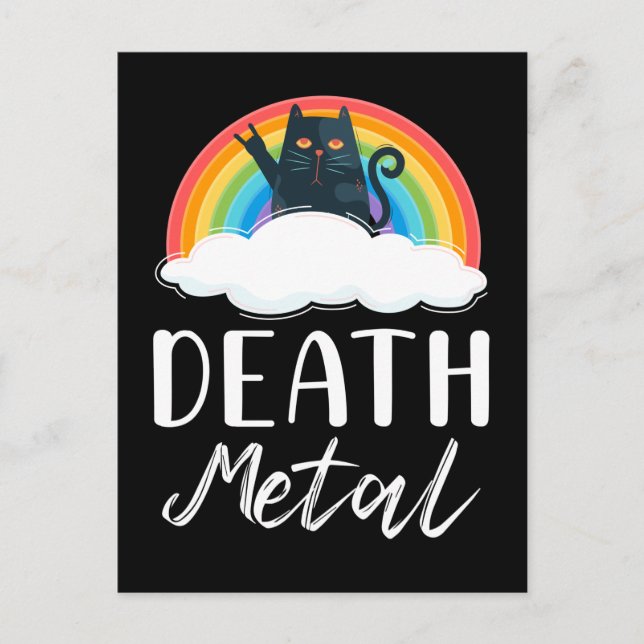 Funny Heavy Death Metal Cat Rainbow Rock Music Postkarte (Vorderseite)