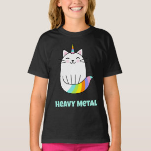 Funny Heavy Metal Einhorn Regenbogenkatzenkatze T T-Shirt