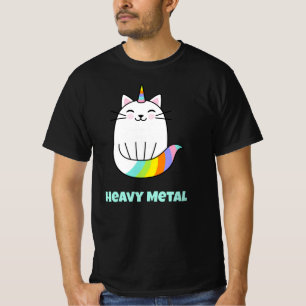 Funny Heavy Metal Einhorn Regenbogenkatzenkatze T  T-Shirt