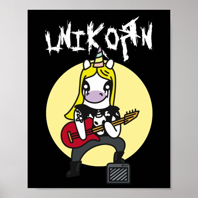 Funny Heavy Metal Unicorn Poster (Vorne)