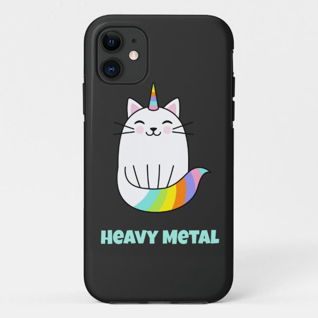 Funny Heavy Metal Unicoron Regenbogenkatze Case-Mate iPhone Hülle (Rückseite)