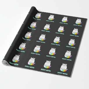 Funny Heavy Metal Unicoron Regenbogenkatze Geschenkpapier