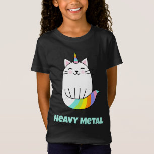 Funny Heavy Metal Unicoron Regenbogenkatze T-Shirt