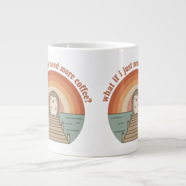 Funny Hedgehog Coffee Morning Slogan Mug Jumbo-Tasse (Vorderseite)