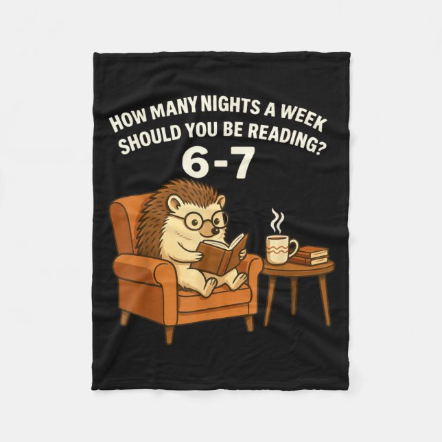 Funny Hedgehog Reading Book 67 Six Seven Meme  Fleecedecke (Vorderseite)