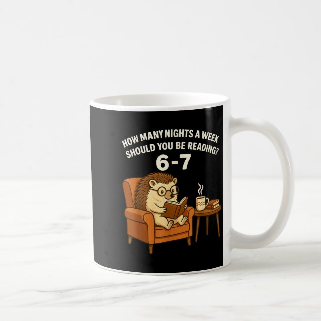 Funny Hedgehog Reading Book 67 Six Seven Meme  Kaffeetasse (Rechts)