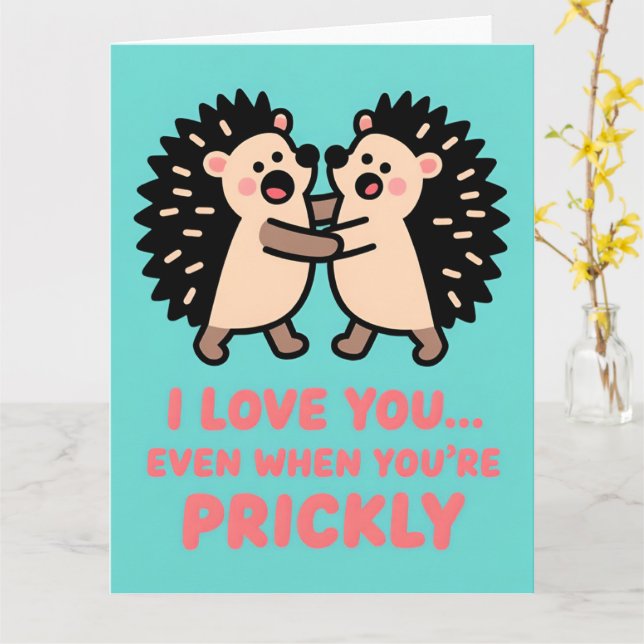 Funny Hedgehog Valentine Humor Greeting Card Karte (Gelbe Blume)