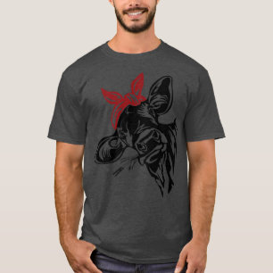Funny Heifer Red Bandana Nibbling Reis Rind Farm T-Shirt