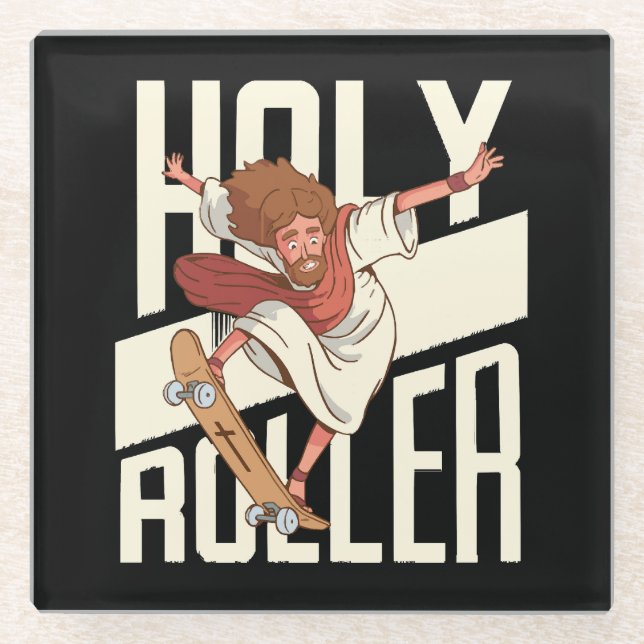 Funny Heiliger Roller Skateboard Jesus Glasuntersetzer (Vorderseite)