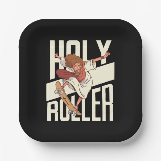 Funny Heiliger Roller Skateboard Jesus Pappteller (Vorderseite)