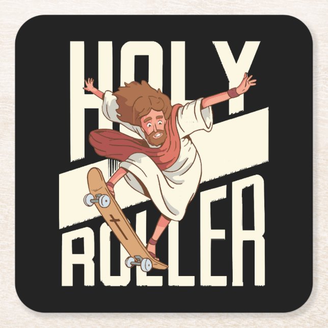 Funny Heiliger Roller Skateboard Jesus Rechteckiger Pappuntersetzer (Vorderseite)