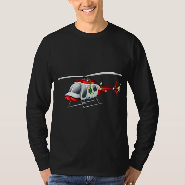 Funny Helicopter Lover Xmas Weihnachtsmannmütze He T-Shirt (Vorderseite)
