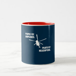 Funny Helicopter Pilot Flying Airplane Aviation Zweifarbige Tasse