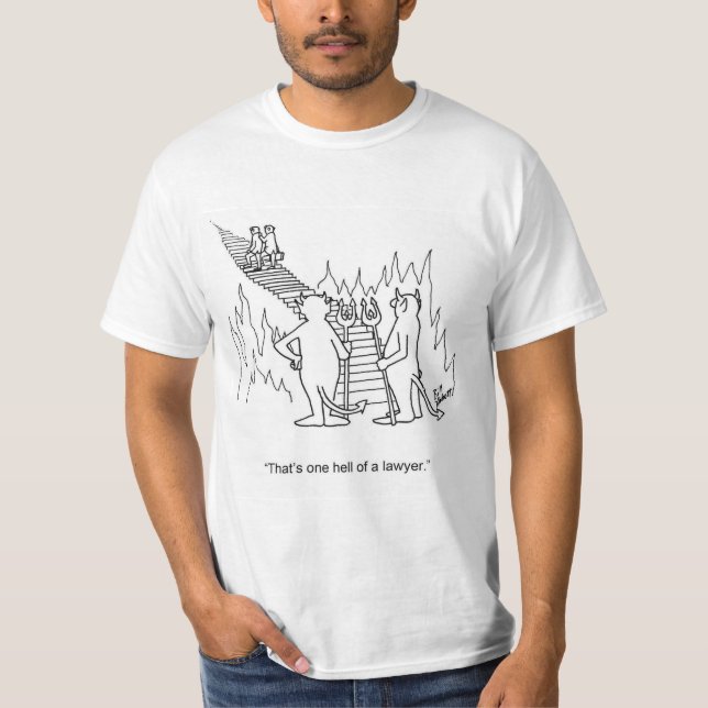 Funny Hell eines Anwalts Cartoon T - Shirt (Vorderseite)
