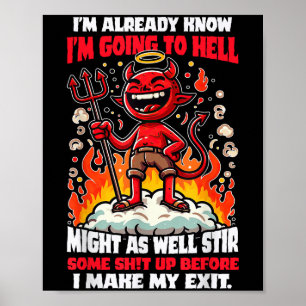 Funny Hellbound Rebel Spaß Cartoon Zitat Poster