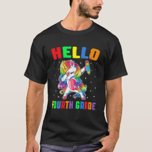 Funny Hello 4th Grade Unicorn Dabbing Zurück nach  T-Shirt