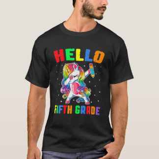 Funny Hello 5th Grade Unicorn Dabbing Zurück nach T-Shirt