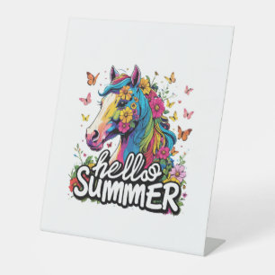 Funny Hello Summer Horse Sockelschild