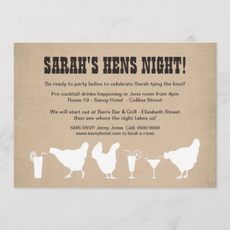 Funny Hens Night Junggeselinnen-Abschied Einladung
