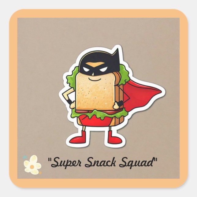 "Funny Hero Hoagie" Quadratischer Aufkleber (Vorderseite)