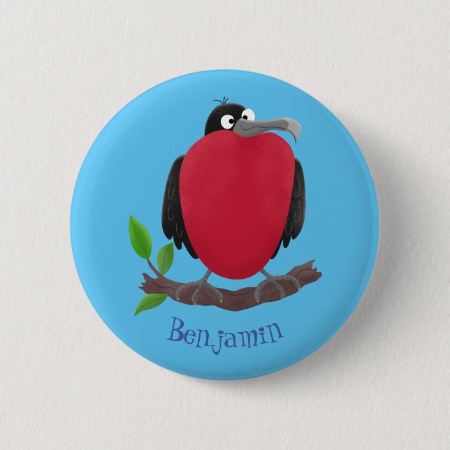 Funny herrlicher Fregatte Vogel Cartoon Button (Vorderseite)