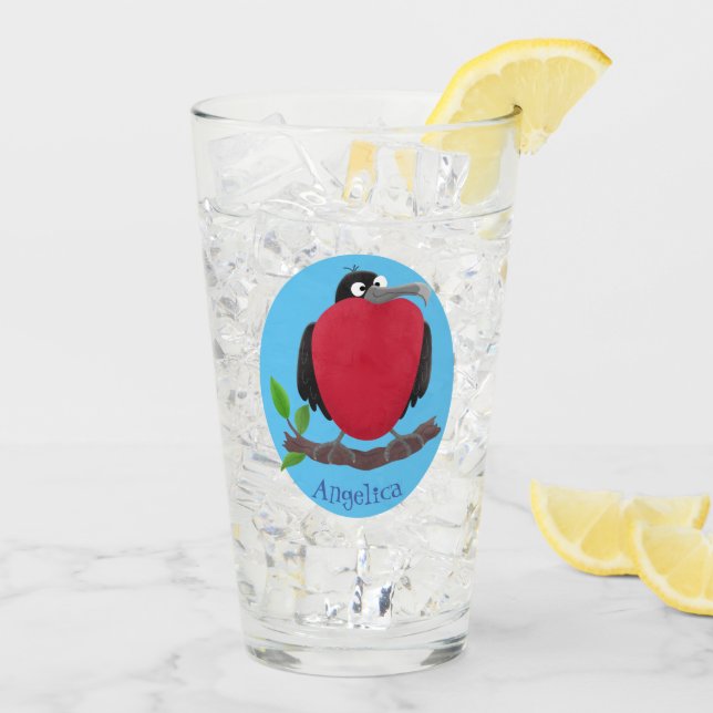 Funny herrlicher Fregatte Vogel Cartoon Glas (Rückseite Ice)