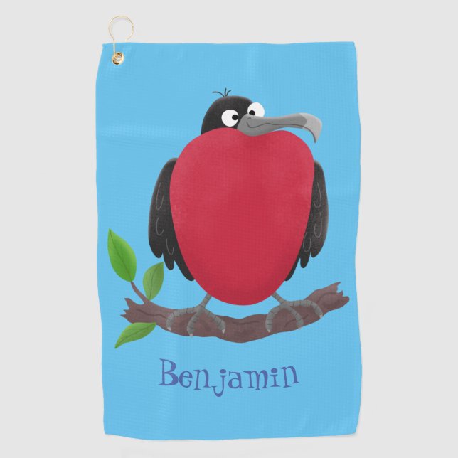 Funny herrlicher Fregatte Vogel Cartoon Golfhandtuch (Vorderseite)