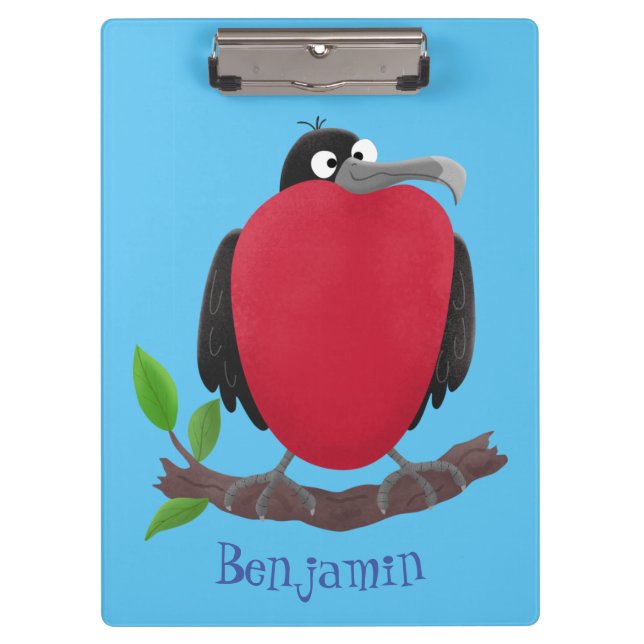 Funny herrlicher Fregatte Vogel Cartoon Klemmbrett (Vorderseite)