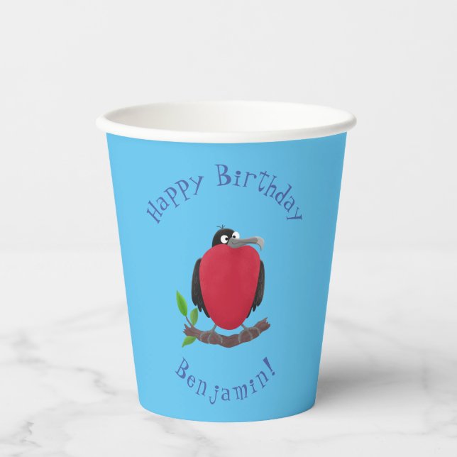 Funny herrlicher Fregatte Vogel Cartoon Pappbecher (Vorderseite)