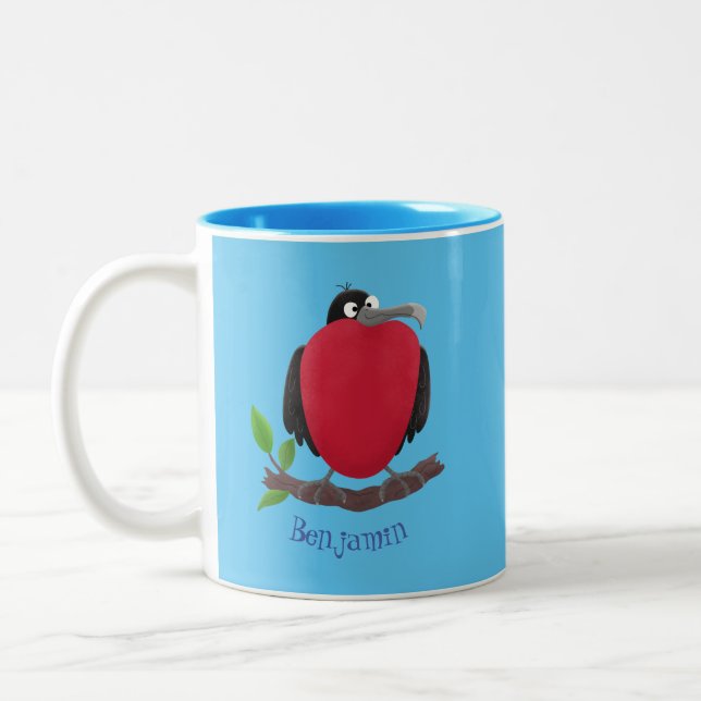 Funny herrlicher Fregatte Vogel Cartoon Zweifarbige Tasse (Links)