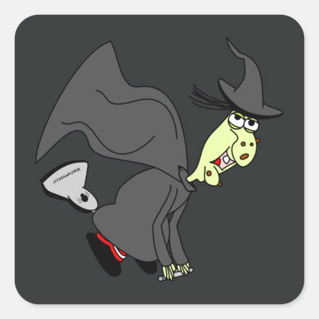Funny Hexe auf Vakuum Reiniger Sticker (Vorderseite)
