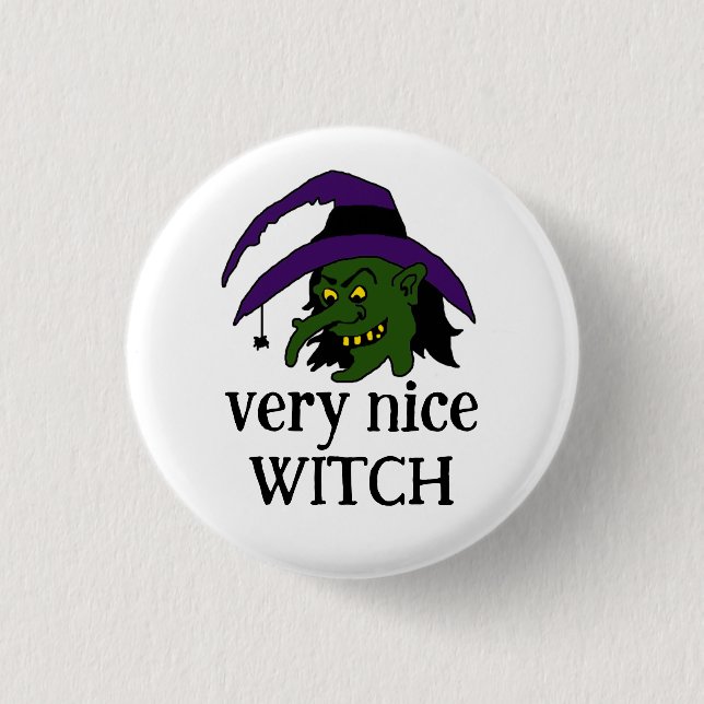 Funny Hexe Cartoon Button Abzeichen (Vorderseite)