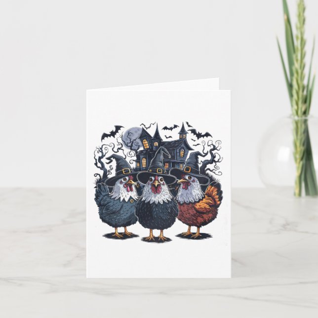 Funny Hexe Spooky Chicken Halloween Karte (Vorderseite)
