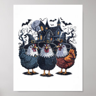 Funny Hexe Spooky Chicken Halloween Poster