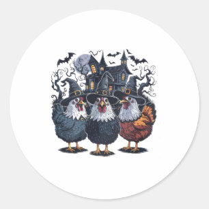 Funny Hexe Spooky Chicken Halloween Runder Aufkleber
