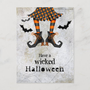 Funny Hexen Legs Wicked Halloween Postcard Postkarte