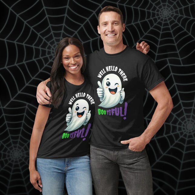 Funny Hey, Boo-tiful! Niedlich Winking Ghost T-Shirt (Hey Boo-tiful Cute Ghost T-Shirt Cover Photo)