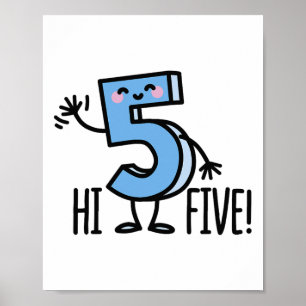 Funny Hi Five! High Hand Hallo Wave Nummer 5 Kinde Poster