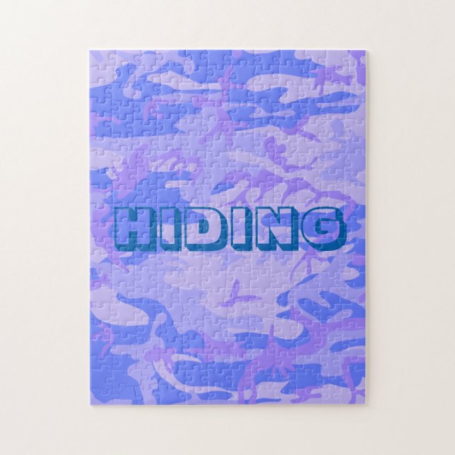 Funny Hiding Camouflage Pastel Blaues Muster Puzzle (Vertikal)