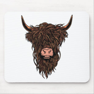 Funny Highland Cow Head Mousepad