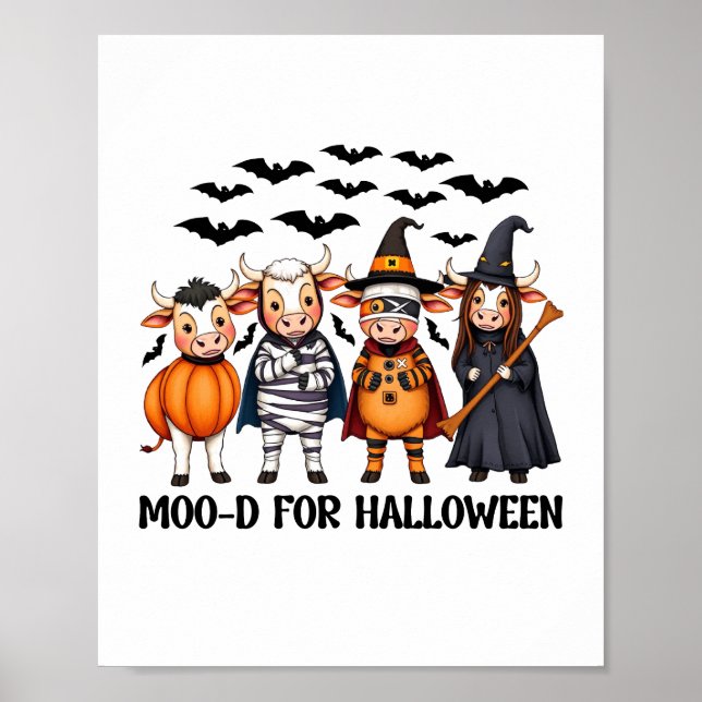 Funny Highland Cow Moo-d zu Halloween Poster (Vorne)